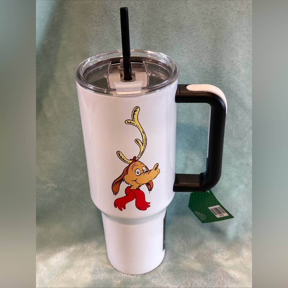 New White Stainless Steel 40 OZ. Tumbler 2024 CHRISTMAS  DR. Seuss Black Handle